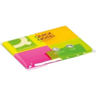 Imagen de Q Connect Bloc De Notas Adhesivas Quita Y Pon 40X50 Mm Con 50 Hojas Fluorescentes Pack 4 Unidades