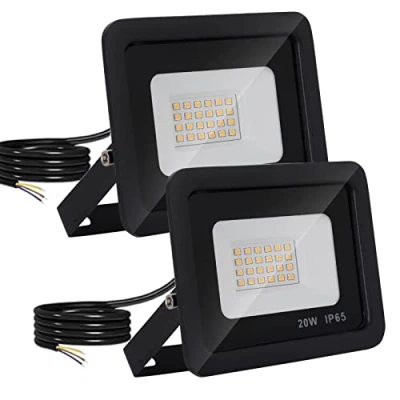 Imagen de Mille Lucciole Focos LED Exterior,Foco Exterior 20W,Focos de 2000LM,Foco IP65 Impermeable,24 3000K Blanco Cálido Exterior,Para Garaje,Patio,Terraza 【Negro 2 Pcs】