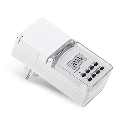 Imagen de conecto Interruptor horario Digital para Enchufe, Interior y Exterior, 10 programas de conmutación, Pantalla LCD 1,5&quot;, Incl. batería Reserva, IP44, 3600 W, Blanco