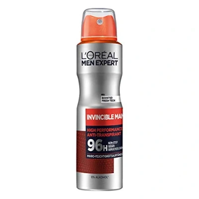 Imagen de L&#039;Or?al Men Expert Invincible Man Desodorante en espray antitranspirante con 96H Non Stop, protecci?n seco (6 x 150 mililitros)
