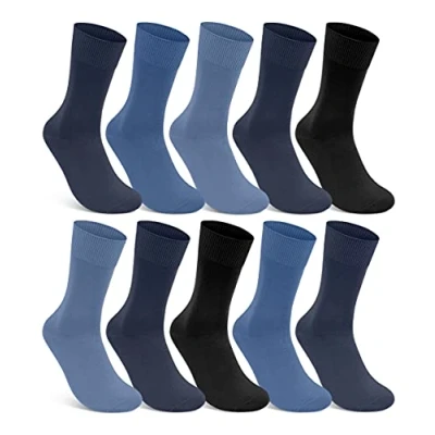 Imagen de sockenkauf24 10 Pares de calcetines Hombre y Mujer 100% Algodón sin costura presiones molestas Diferentes variedades (39 42, 4 x Azul marino tejano 2 Negro)