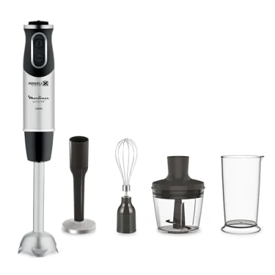 Imagen de Batidora de mano Moulinex QuickChef DD65H810, 4 en 1, 1000W, Tecnología Powelix, 10 Velocidades, Función Turbo, Acces. Incluidos, Acero Inoxidable