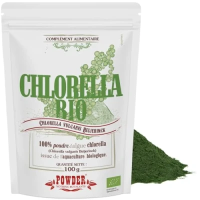 Imagen de CHLORELLA ECOLÓGICA en polvo * 25 raciones/Chlorella 100 g Antianémico, energía, hepatoprotector, sistema inmune