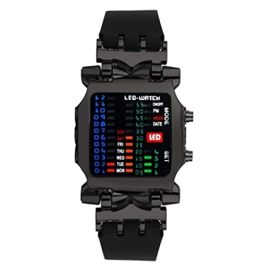 Imagen de JewelryWe Reloj para Hombre, Binario Hombre Calendar de Semana Tendencia y Moda Negro