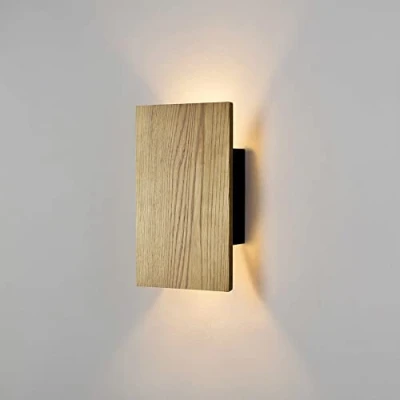 Imagen de Ouglres lámpara de pared madera vintage, con interruptor en diseño industrial, luz interior para sala estar dormitorio pasillo,Lámpara noche retro blanco cálido, Led
