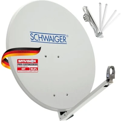 Imagen de SCHWAIGER 210 Antena parabólica Offset Brazo Soporte LNB para mástil Sistema Sat Acero 74,5 x 84,5 cm Blanco