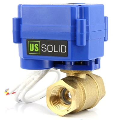 Imagen de U.S. Solid 1/2&quot; Válvula Motorizada 9 24V AC/DC Latón 2 Vias de bola electrica Normalmente Cerrado (NC), Configuración 3 cables