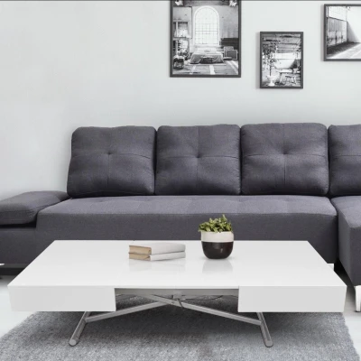Imagen de Mesa elevable y extensible Sundance, madera lacada blanca Menzzo