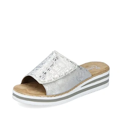 Imagen de Rieker Mujer Mocasines V0290, señora Zapatillas,Pantuflas,Zapatillas,Zapatos Informales,Entrada Abierta,Plateado (Silber/Platin / 90),42 EU 8 UK