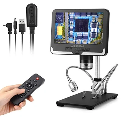 Imagen de Andonstar AD206 200X Microscopio Digital 7 Pulgadas Pantalla LCD 1080P Lupa con Soporte de Metal para Herramientas Soldadura reparación Placas Circuito