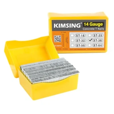 Imagen de KIMSING clavos en T de calibre 14 38 mm, 800 unidades por caja, hormigón, para hormigón resistente, clavo carpintería, mampostería