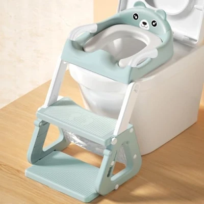 Imagen de JEDWKFA Adaptador WC Niños con Escalera, Niños, Reductor Baño para Ajustable, Plegable,Antideslizante, Inodoros en Forma de V, U, O