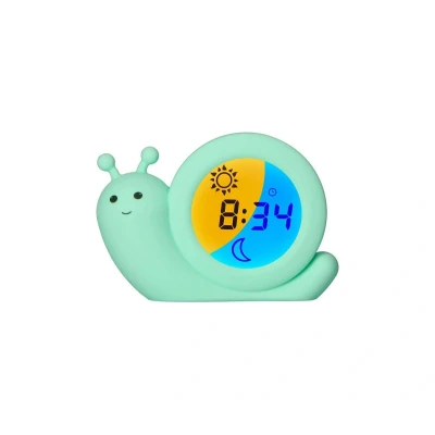 Imagen de Alecto BC110GN Simon Despertador Educativo para niños Luz Nocturna Aprender a Dormir y Despertar con LED Caracol, Menta