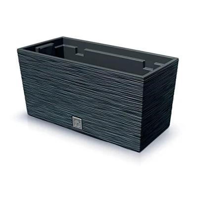 Imagen de Macetero color antracita, con depósito, colección FURU, de 39,5 x 18,5 19,5 cm, capacidad 8 L.