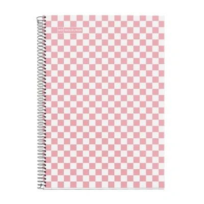 Imagen de Miquelrius Cuaderno Escolar 4x4 mm, Tamaño Folio (215 x 309 mm), 80 Hojas de 90 g/m², Cuadrícula mm con margen, Encuadernado Espiral, Cubierta rígida, Diseño damero rosa