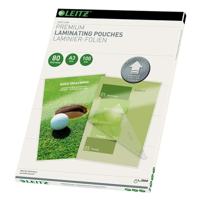 Imagen de Leitz Bolsas de plastificación, Brillante, Transparente, A3, UDT, plastificación hechas material 800 micras grosor, pack 100 unidades, 74850000