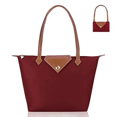 Imagen de BOJLY Borsa da donna, a tracolla Borse mano donna in nylon con diamanti Shopping Pieghevole viaggio impermeabile Rosso