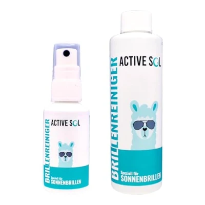 Imagen de ActiveSol limpiador de gafas especial para sol, botella spray 50 ml + recarga 250 ml, brillo sin rayas, fragancia neutra, fabricado en Alemania