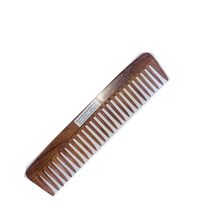 Imagen de SVATV Peine de palisandro hecho a mano para desenredar el pelo cabello grueso, rizado y ondulado, no estático respetuoso del medio ambiente, fabricado en la India S 76A