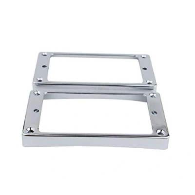 Imagen de Guyker Curved Bottom Metal Humbucker Pickup Mounting Ring Set Bridge and Neck Pickups Cover Frame Replacement Compatible with Les Paul LP Style Electric Guitar or Precision Bass(2PCS, Chrome)