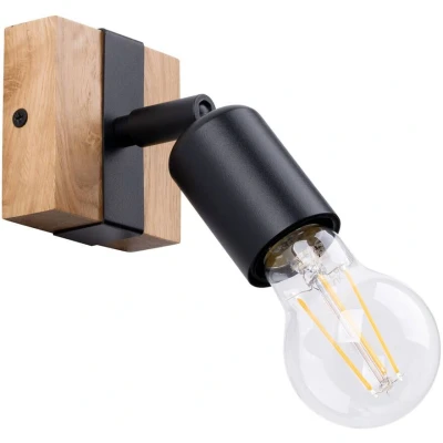 Imagen de SOLLUX lighting ZUCA Aplique Negro Elegante de 1 Bombilla Lámpara pared para interior no incluida Casquillo E27 14x8x11cm