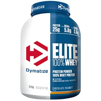 Imagen de Dymatize Elite 100% Whey Chocolate Peanut 2170g Pulverizador de adecuada Poteína y Baja Azúcar + Proteína Suero BCAA