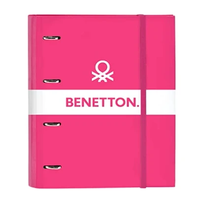 Imagen de Safta BENETTON Raspberry Carpeta 4 Anillas de 35 cm con 100 Hojas A4, Ideal para Niños Diferentes Edades, Cómoda y Versátil, Calidad Resistencia, 27x3.5x32 cm, Color Rosa fucsia