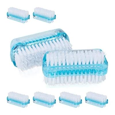Imagen de Relaxdays Uñas, Pack de 8, Cepillo Doble Cara Cerdas Duras, Plástico, 3,5x8,5x3,5 cm, en Color Azul