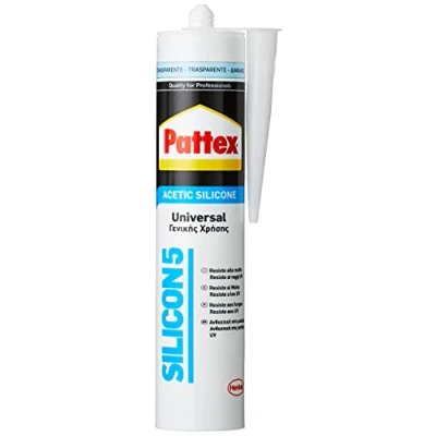 Imagen de Juego de 2 selladores silicona Pattex Silicon 5 transparentes, resistentes al moho, x 280 ml