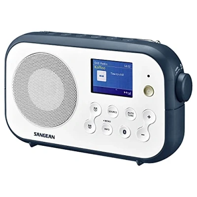 Imagen de Sangean DPR 42BT Radio DAB + portátil (sintonizador FM RDS, Bluetooth, altavoz incorporado, con batería), tinta azul blanca