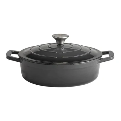 Imagen de APS 88301 Cazuela con tapa &quot;5 STARS&quot;, hierro fundido, apta para inducción, refractaria, incl. soporte tapa, Ø 25 cm, 2,5 litros, antracita