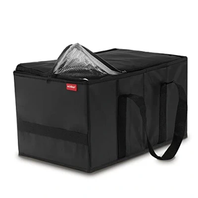 Imagen de achilles Cesta refrigerada, Bolsa de la Compra con función refrigerante, Inserto Plegable, térmica Negro 37cm x 23cm 21cm