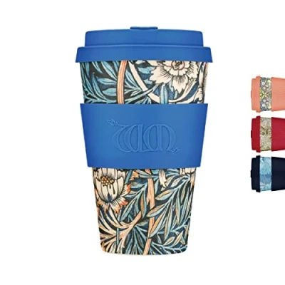 Imagen de William Morris Taza de café reutilizable 400 ml, ecológica, 100% a base plantas, sin melamina y biodegradable, apta para lavavajillas microondas, lirio