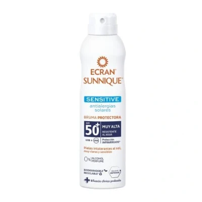 Imagen de Ecran Sunnique Sensitive Antialergias Solares, Bruma Solar Para Pieles muy Claras Sensibles e Intolerantes al Sol, con SPF50+ Formato 250 ml