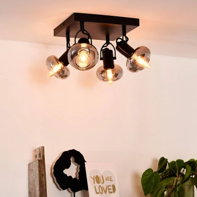 Imagen de Lucide Madee downlight de techo, negro/humo, 4 luces