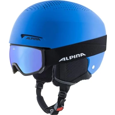 Imagen de ALPINA ZUPO Set (+SCARABEO JR) Casco de esquí, Unisex Niños, Blue Matt, 51 55 cm
