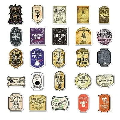 Imagen de Etiquetas para botellas de poción mágica, 50 Uds. botellas, pociones mágicas, botella agua, estética, portátil, equipaje, monopatín, computadora niños, adolescentes y adultos