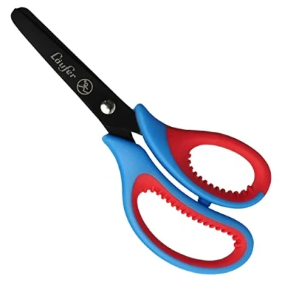 Imagen de Läufer 87221 tijeras ergonómicas para niños a partir de 1er grado, color rojo y azul, diestros, punta redonda