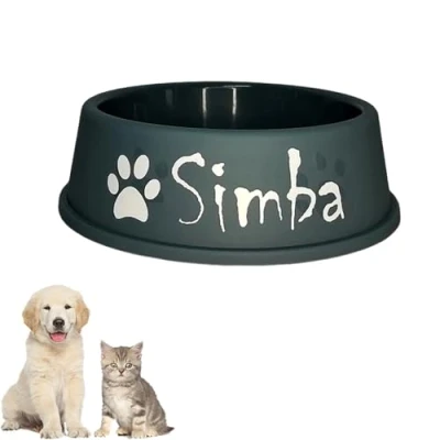 Imagen de Comedero para Mascotas con Nombre/Texto Personalizado, Perros/Gatos Pequeñas Y Medianas, Comedero/Bebedero Perros, Nombre Personalizado(Blue)