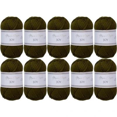 Imagen de Utopia Crafts JOY Uni Hilo para tejer y crochet, suave, de fácil cuidado, 100% poliacrílico, 10 ovillos 50 gr, 150 m (Verde bosque)