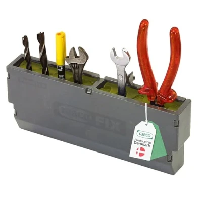 Imagen de raaco ToolFix Pequeño, Cassette para Panel Perforado y Pared de Herramientas, 3,8 x 24,2 10 cm, hasta 6 Herramientas Pequeñas, Fabricado en PP Elastómero Termoplástico, Gris