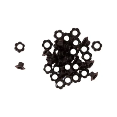 Imagen de Craftelier Pack de 40 Ojales con Forma Flor Ideales para Tarjetería, Scrapbooking y Manualidades Válidos Diversos Materiales Tamaño Aprox. Interior 5 mm Exterior 10 Color Negro