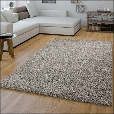 Imagen de TT Home Alfombra Salón Pelo Largo Shaggy Suave Colores Lisos Moderna Diseño Monocolor, Color: Gris, Tamaño:160x220 cm
