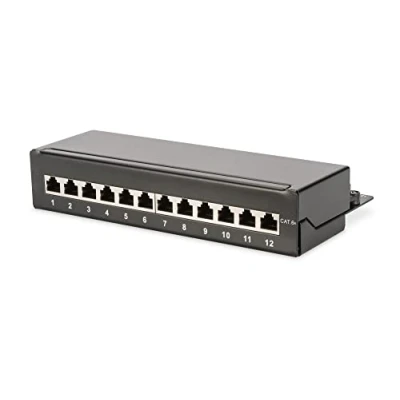 Imagen de DIGITUS Panel de conexión LSA sobremesa Cat 6A, 12 puerto, blindado, Negro