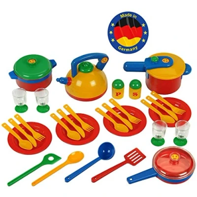 Imagen de Theo Klein 9194 Set de ollas Cocina Emma&#039;s Kitchen, Robusta y Colorida, Cuchara Palo, sartén, Medidas del Embalaje 29.5 cm x 14.75 24 cm, Juguete para niños a Partir 2 años