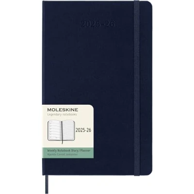 Imagen de Moleskine Weekly Planner 2025 2026, Agenda Semanal 18 Meses Con Espacio para Notas, Tapa Dura y Cierre Elástico, Formato Grande 13 x 21 cm, Color Azul Zafiro