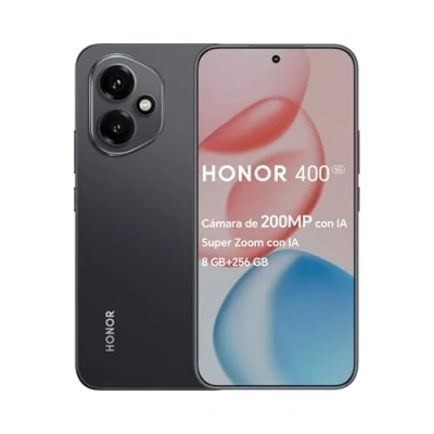 Imagen de HONOR 400 5G Smartphone 8GB+256GB,Cámara de 200MP con IA,Super Zoom IA,6.55y 120Hz y 5000 nits,Snapdragon7 Gen 3,Android 15,Dual SIM,NFC,IP65,MagicOS 9.0 Midnight Black
