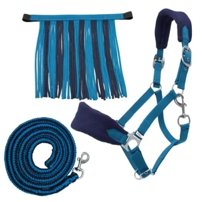 Imagen de PFIFF 103103 Sunny Juego de Cabestro (3 Piezas, Tejido y Flecos, Personalizables), Color Azul Claro