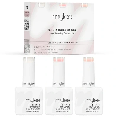 Imagen de Mylee Just Peachy Trio de Builder Gel Fortalecedor 5 en 1 3x15ml, Esmalte Uñas UV/LED, Puntas y Extensiones, Decoración Uñas, Calcomanías Joyas, Reparación Profesional Manicura