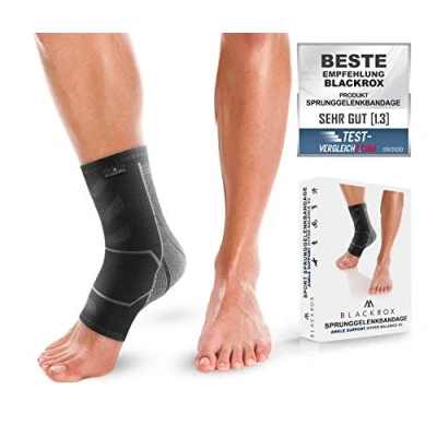 Imagen de BLACKROX tobillera deportiva HYPER BALANCE V2, derecha izquierda para mujer y hombre, protección el tobillo, vendaje deportivo (XL, negro)